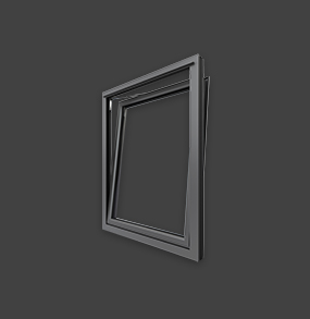 Grey aluminium tilt and turn window frame